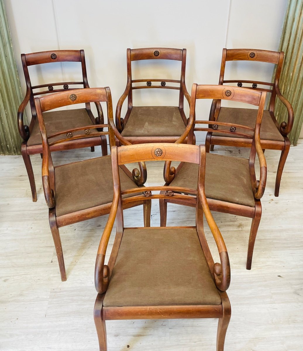 Suite Of Six Mahogany Armchairs -photo-1