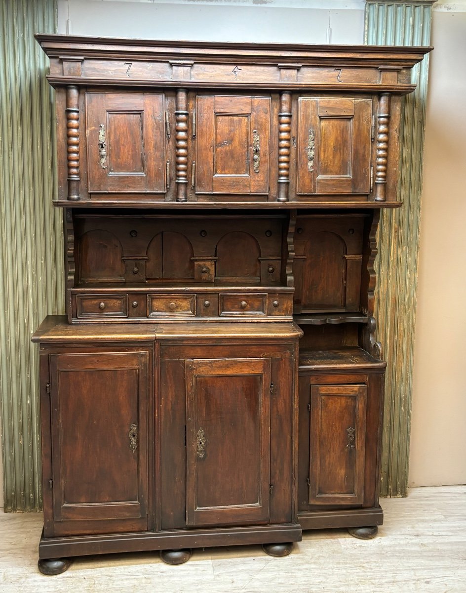 Large And Rare Walnut Buffet From The 17th Century 