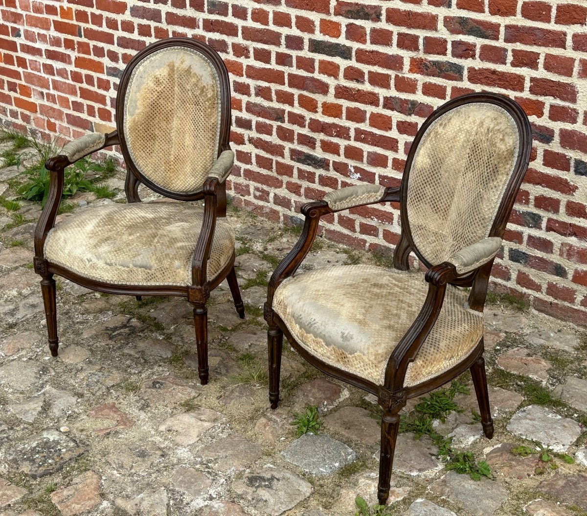 Paire De Fauteuils Estampillés Girardau Jme D’époque Louis XVI-photo-5