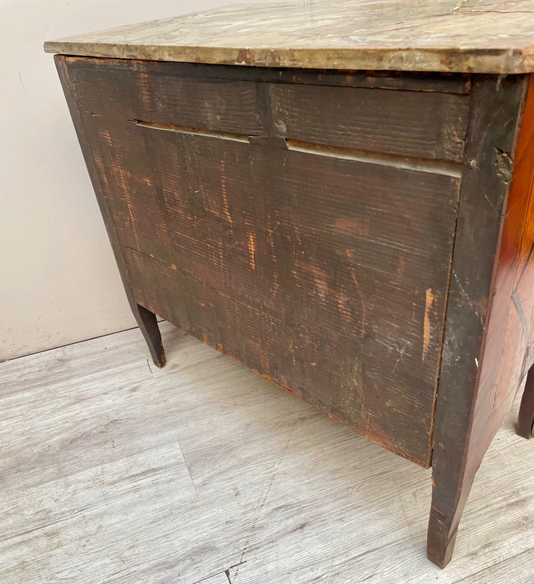 Curved Commode In Marquetry Louis XV Period -photo-7