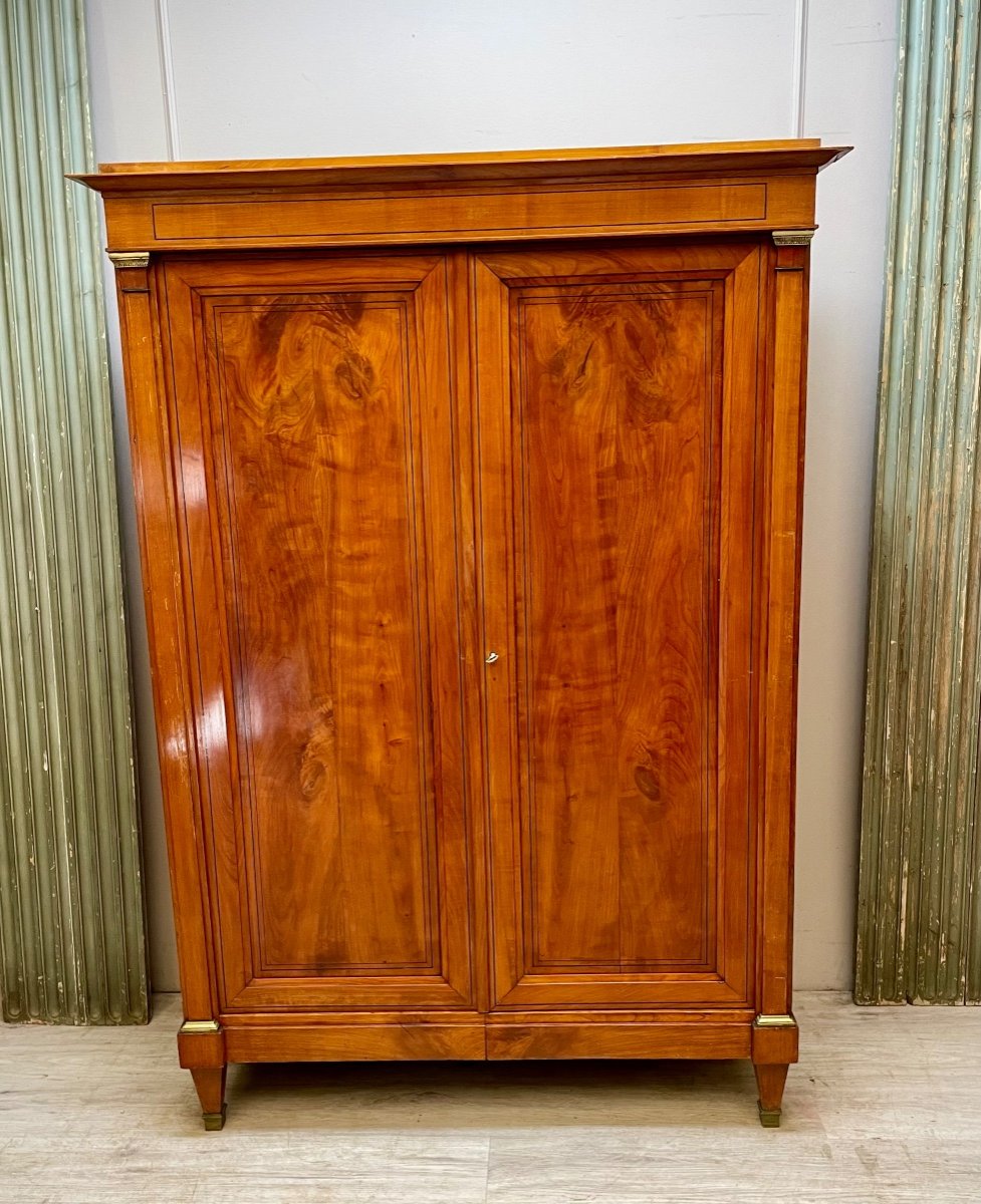 Small Directoire Period Wardrobe In Cherry Wood -photo-2