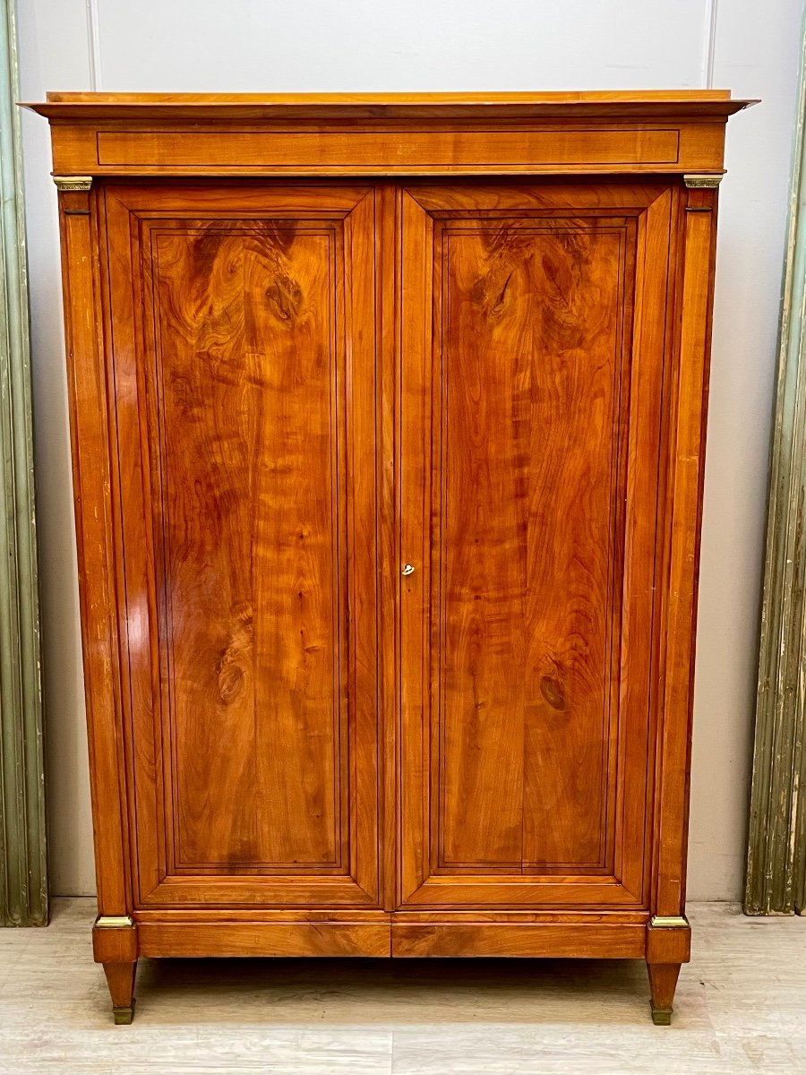 Small Directoire Period Wardrobe In Cherry Wood -photo-3