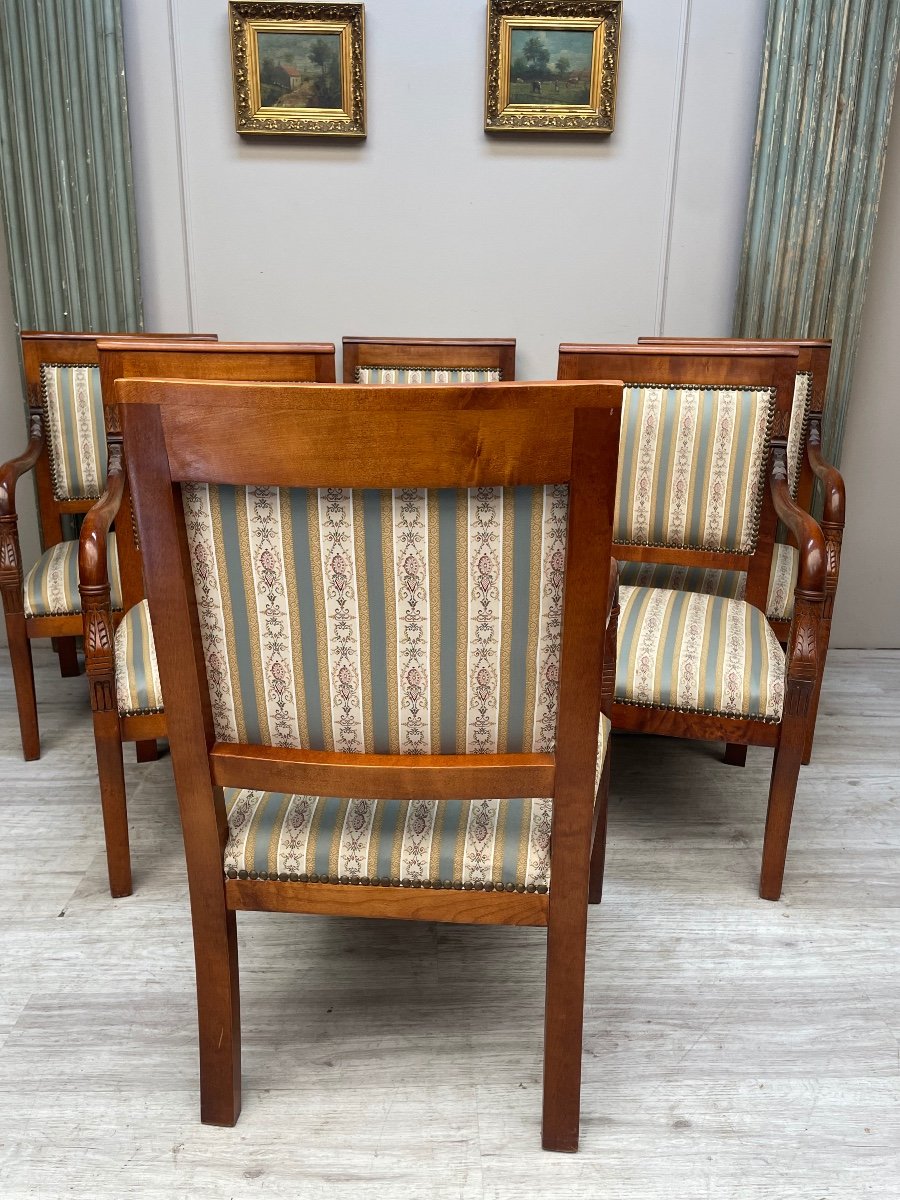 Suite Of Six Directoire Armchairs 20th Century -photo-2