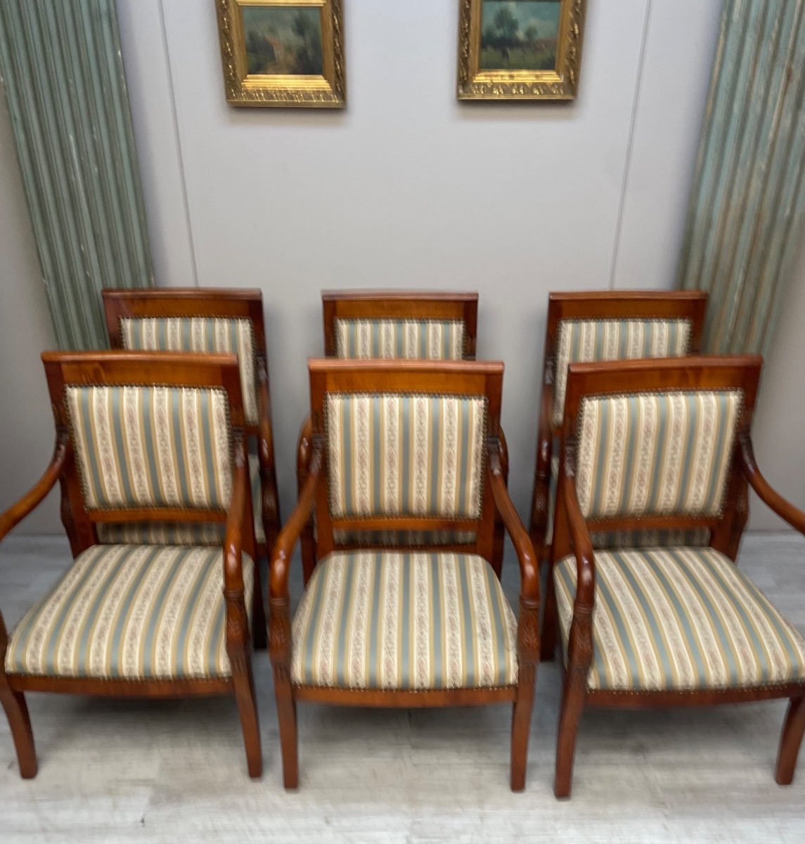 Suite Of Six Directoire Armchairs 20th Century -photo-4