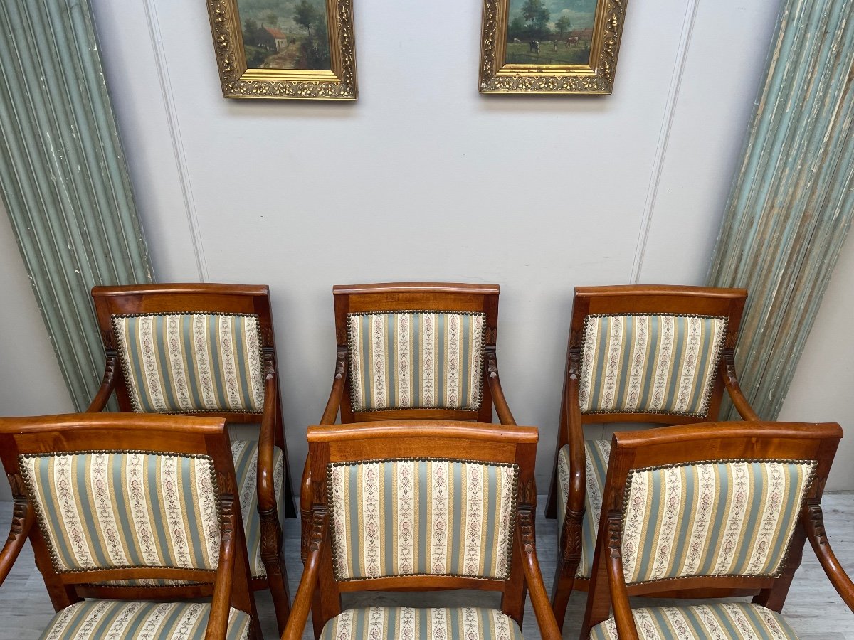 Suite Of Six Directoire Armchairs 20th Century -photo-5