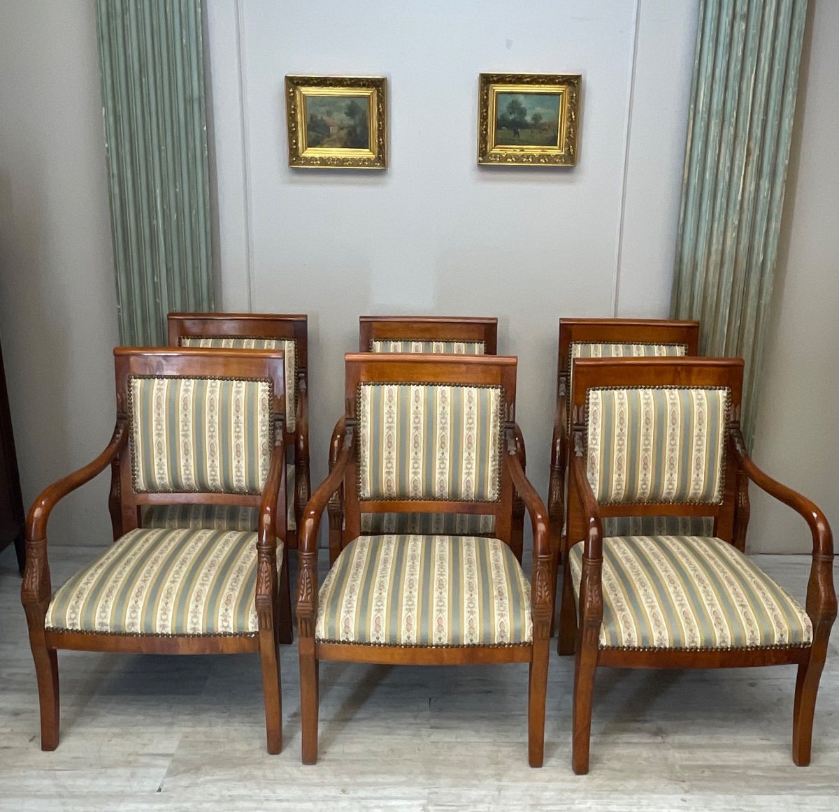 Suite Of Six Directoire Armchairs 20th Century -photo-6