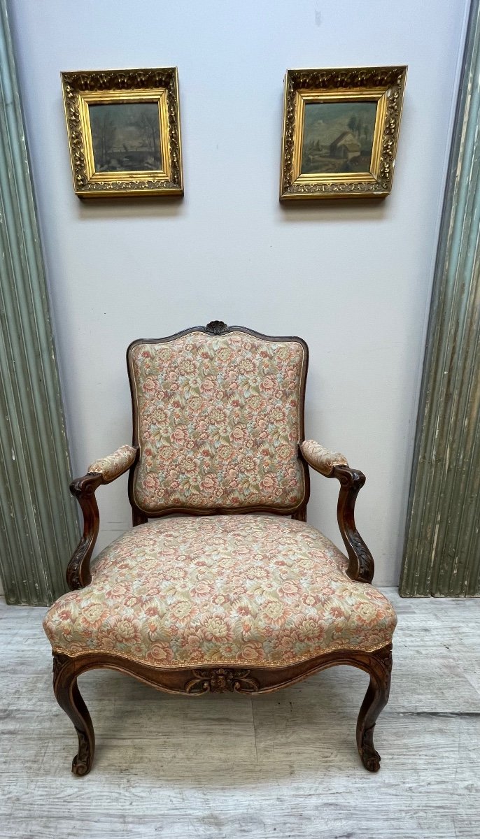 Fauteuil D’époque Régence En Noyer -photo-2