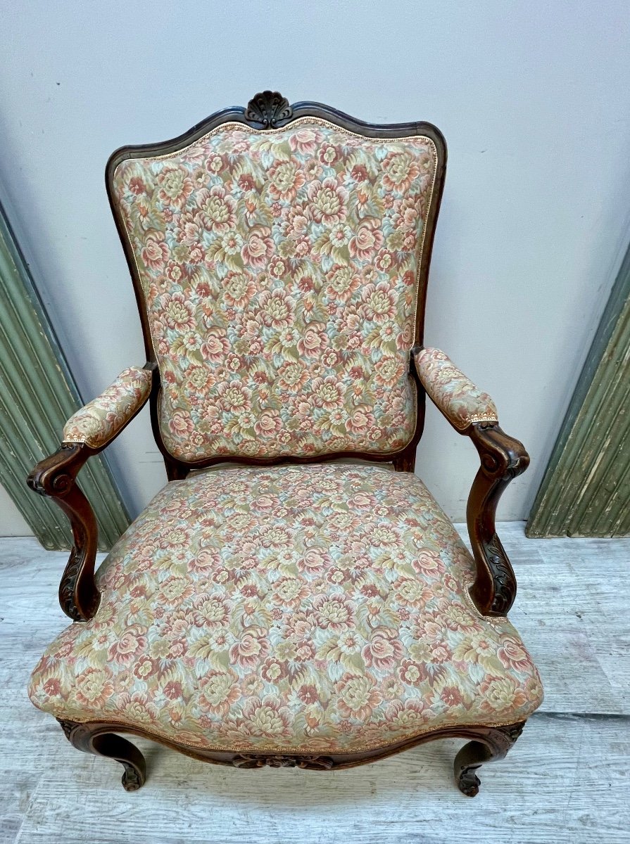 Fauteuil D’époque Régence En Noyer -photo-3