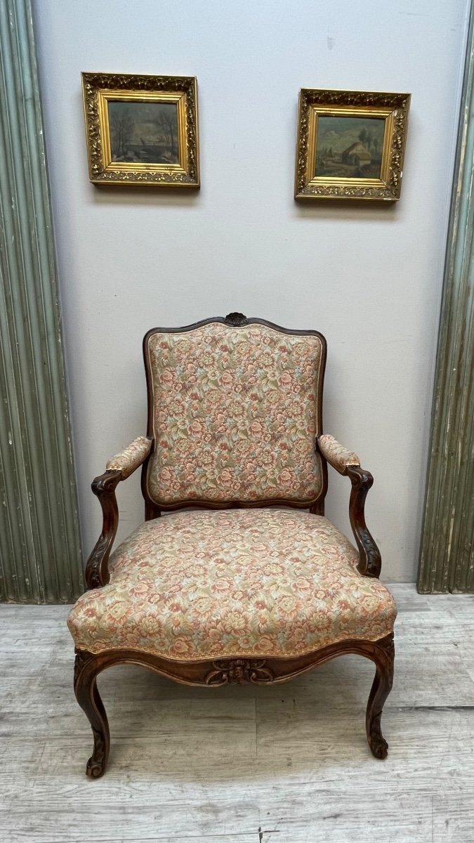 Fauteuil D’époque Régence En Noyer -photo-4