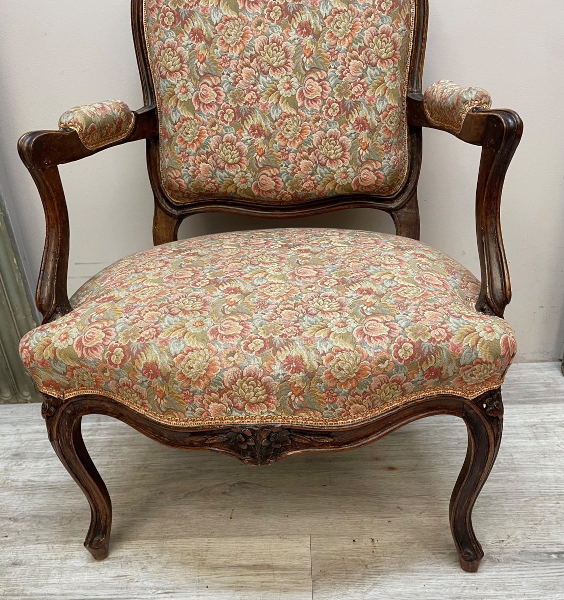 Louis XV Armchair In Walnut From The 18th Century -photo-3