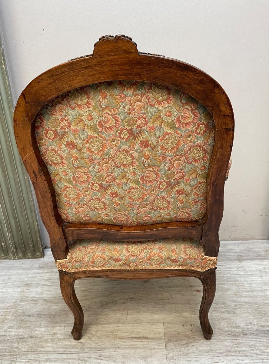 Louis XV Armchair In Walnut From The 18th Century -photo-2