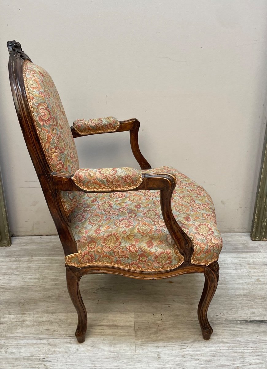 Louis XV Armchair In Walnut From The 18th Century -photo-3