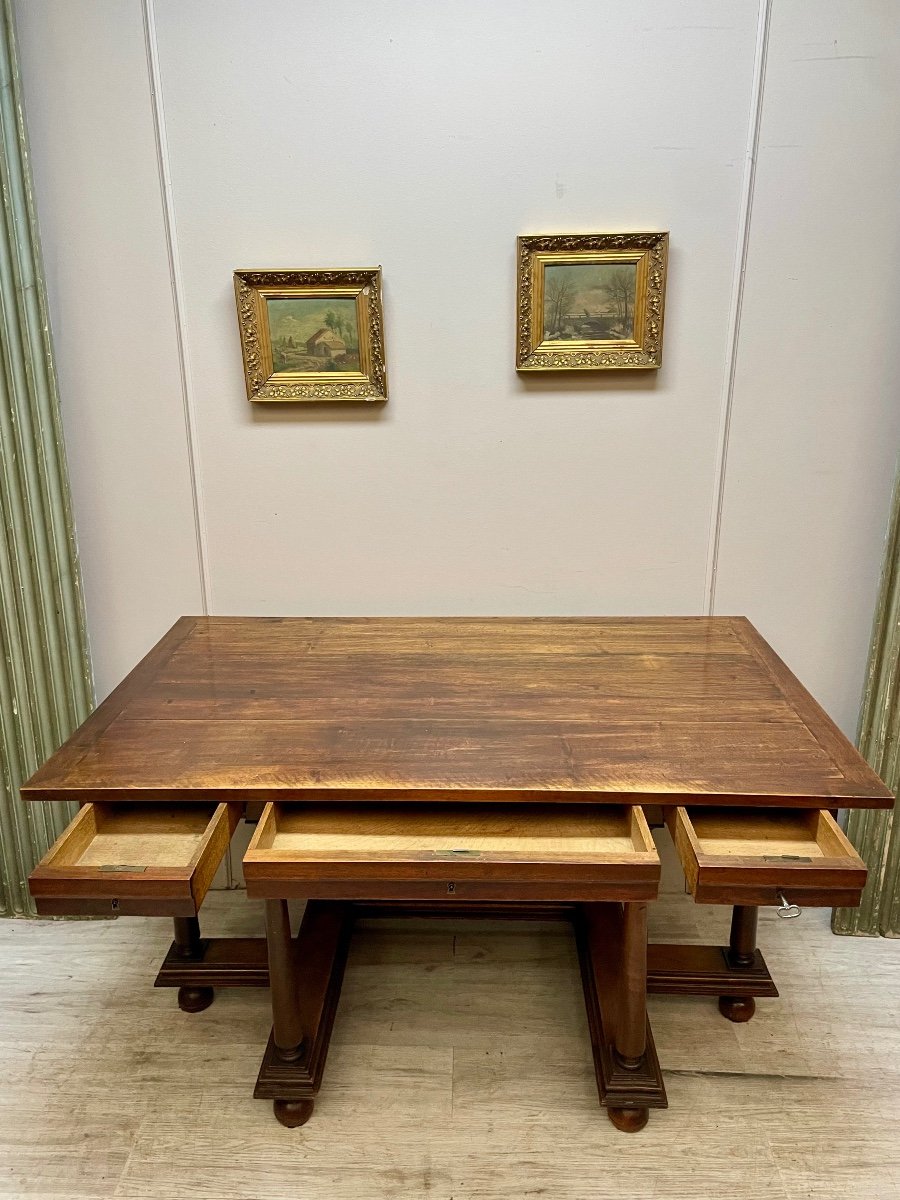 Louis XIV Style Walnut Money Changer Desk Table From The 19th Century -photo-2