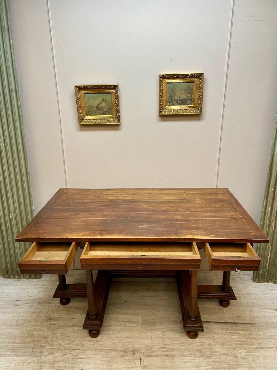 Louis XIV Style Walnut Money Changer Desk Table From The 19th Century -photo-3