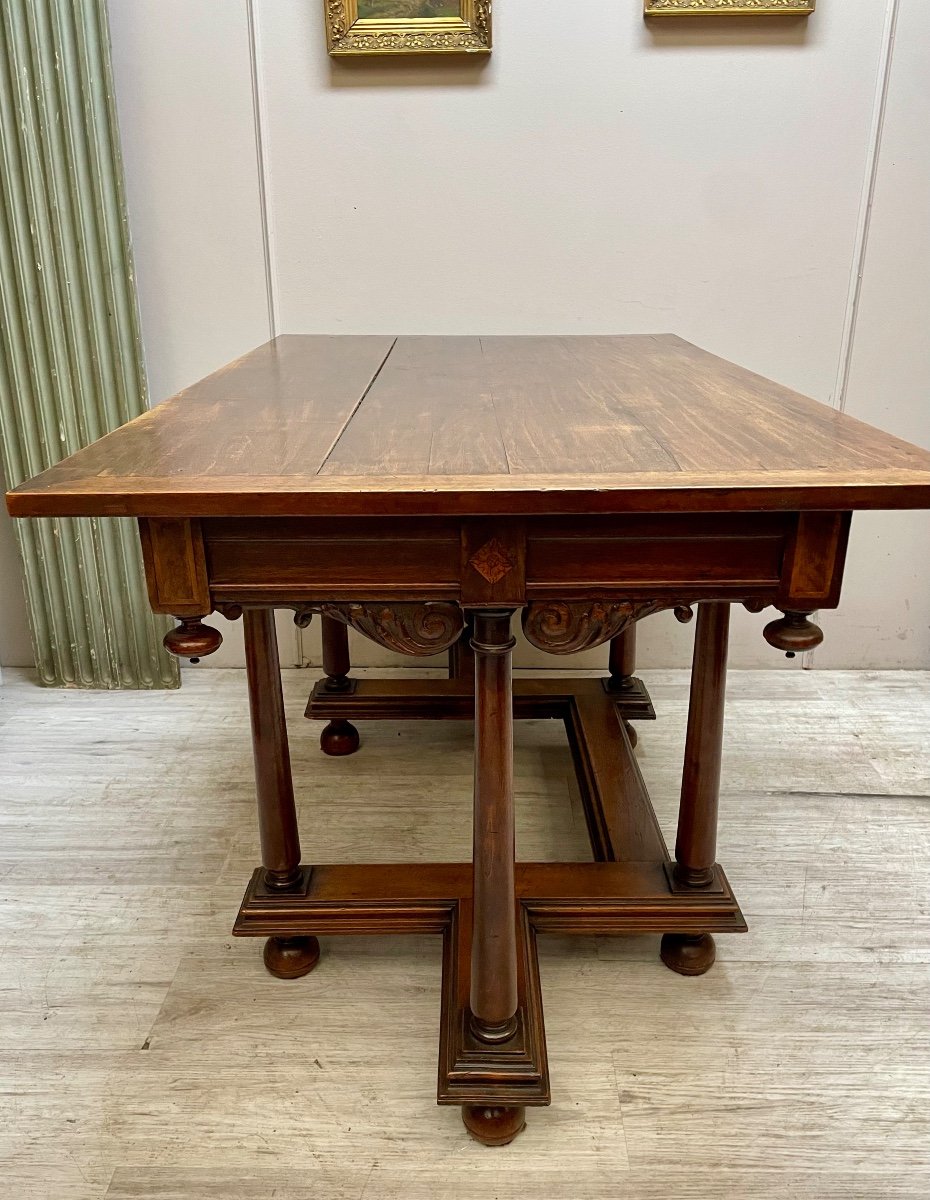 Louis XIV Style Walnut Money Changer Desk Table From The 19th Century -photo-2