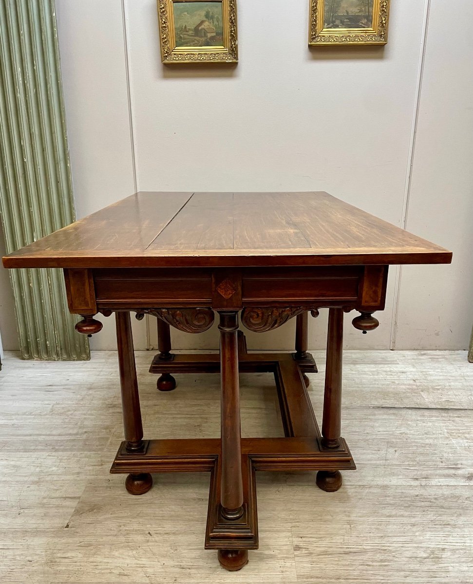 Louis XIV Style Walnut Money Changer Desk Table From The 19th Century -photo-3