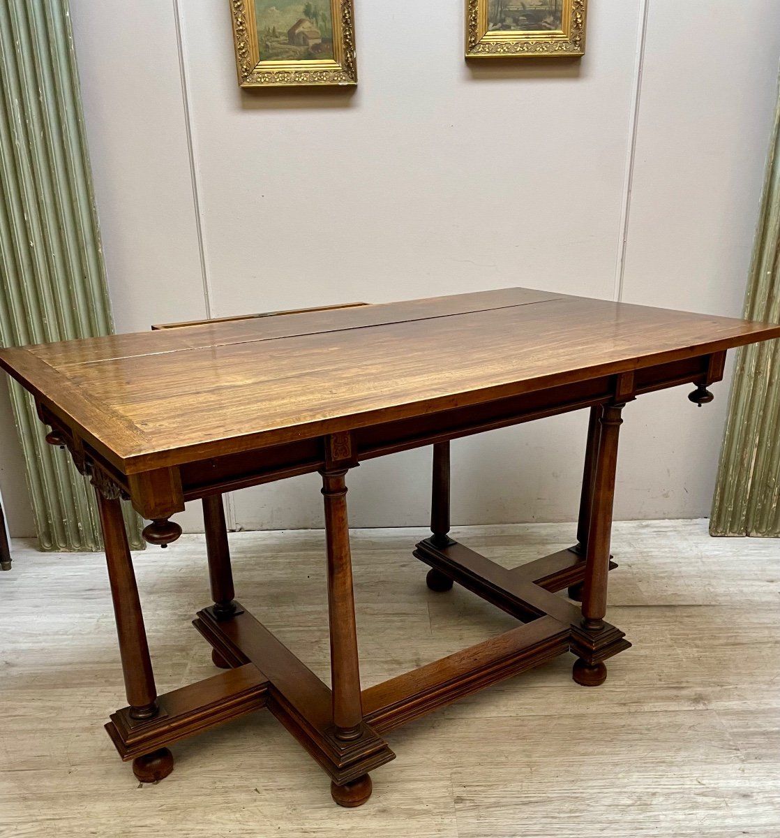 Louis XIV Style Walnut Money Changer Desk Table From The 19th Century -photo-4