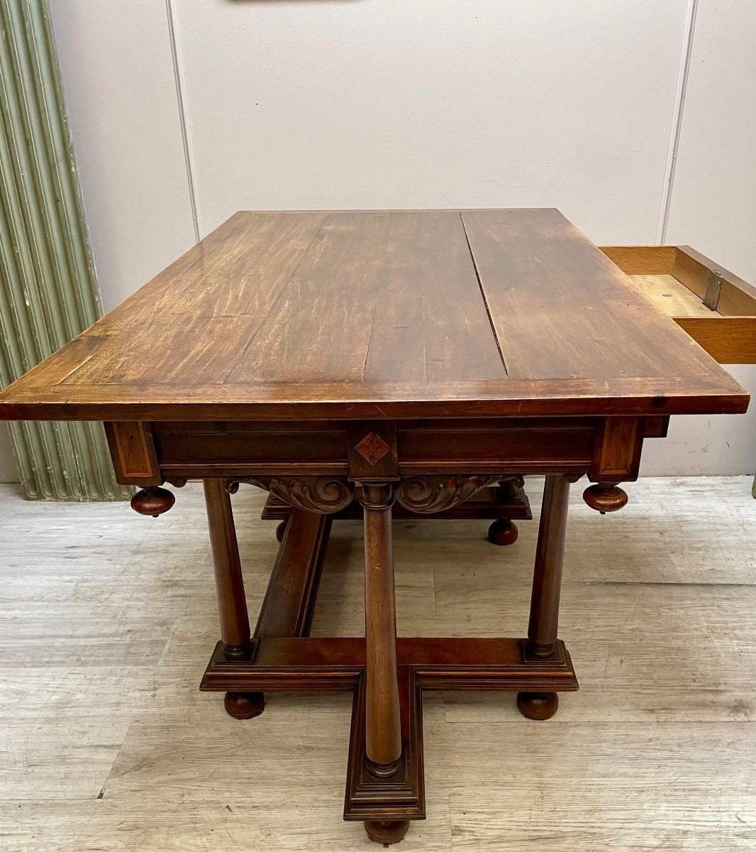 Louis XIV Style Walnut Money Changer Desk Table From The 19th Century -photo-5