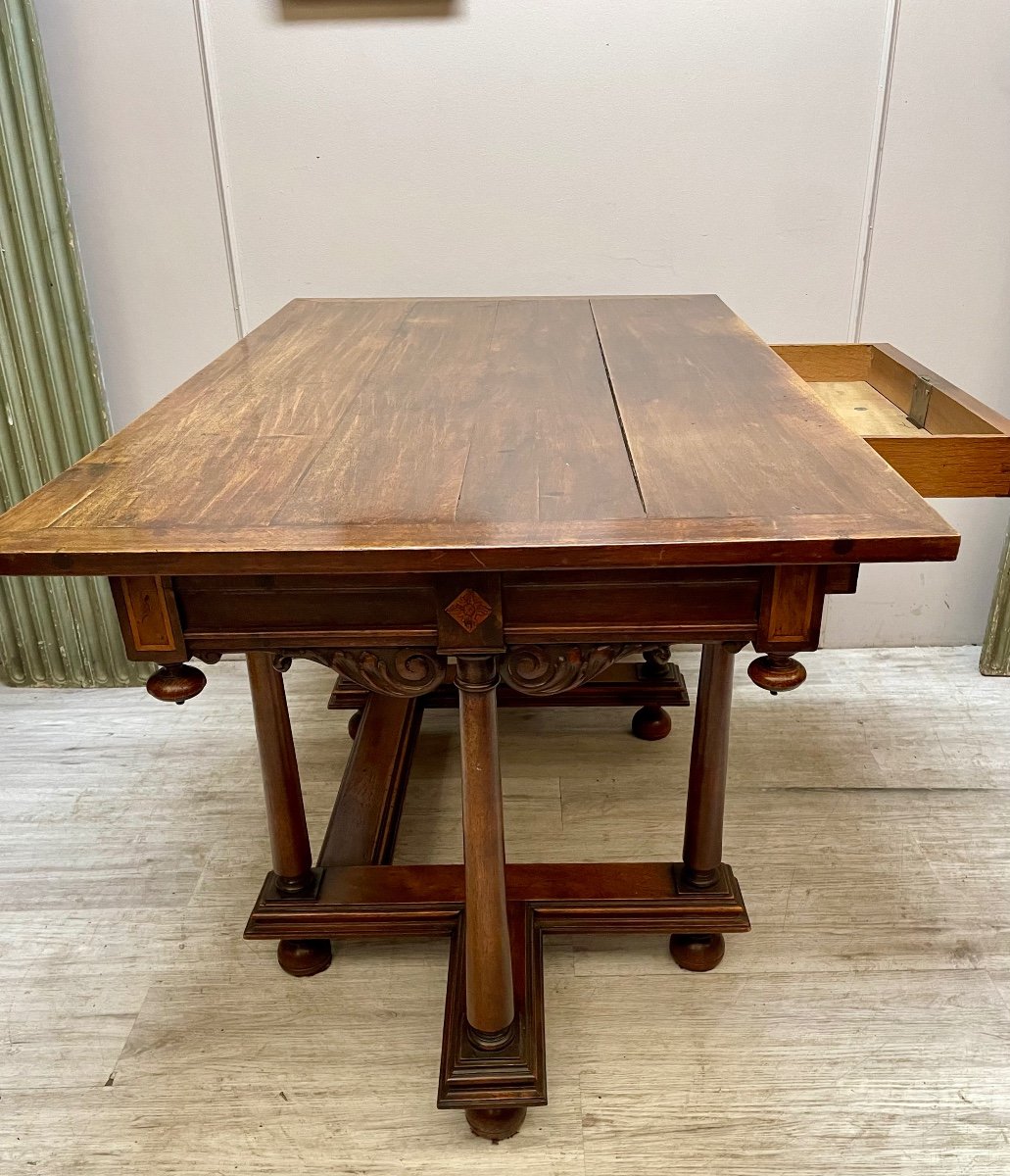 Louis XIV Style Walnut Money Changer Desk Table From The 19th Century -photo-6