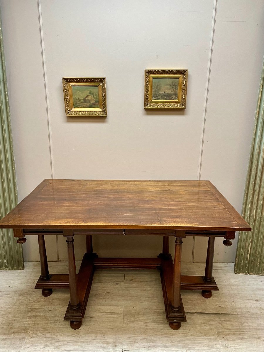 Louis XIV Style Walnut Money Changer Desk Table From The 19th Century 