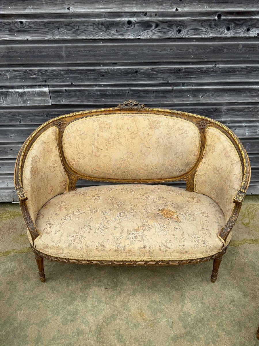 Louis XVI Style Gilded Wood Living Room -photo-3