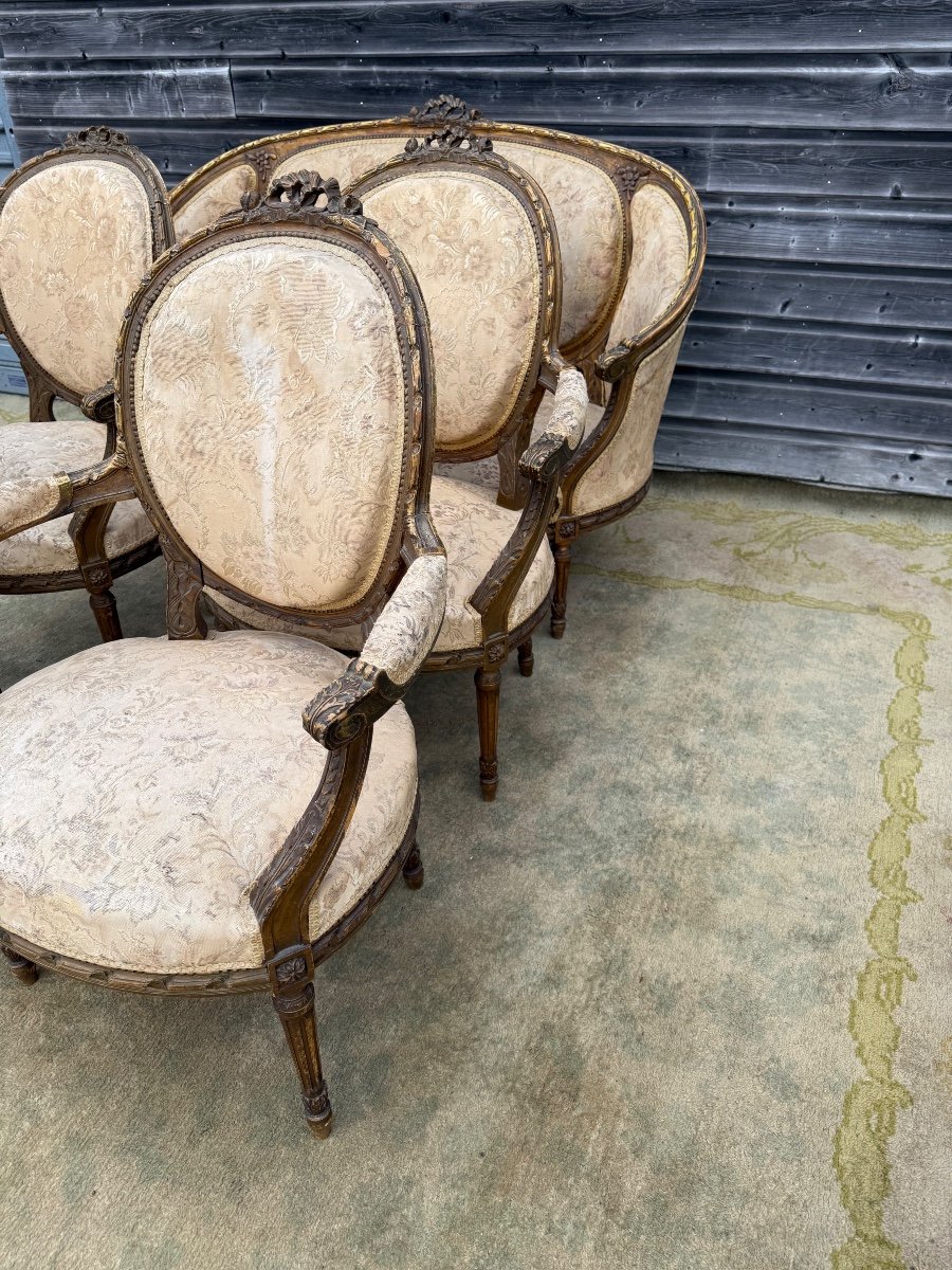 Louis XVI Style Gilded Wood Living Room -photo-1