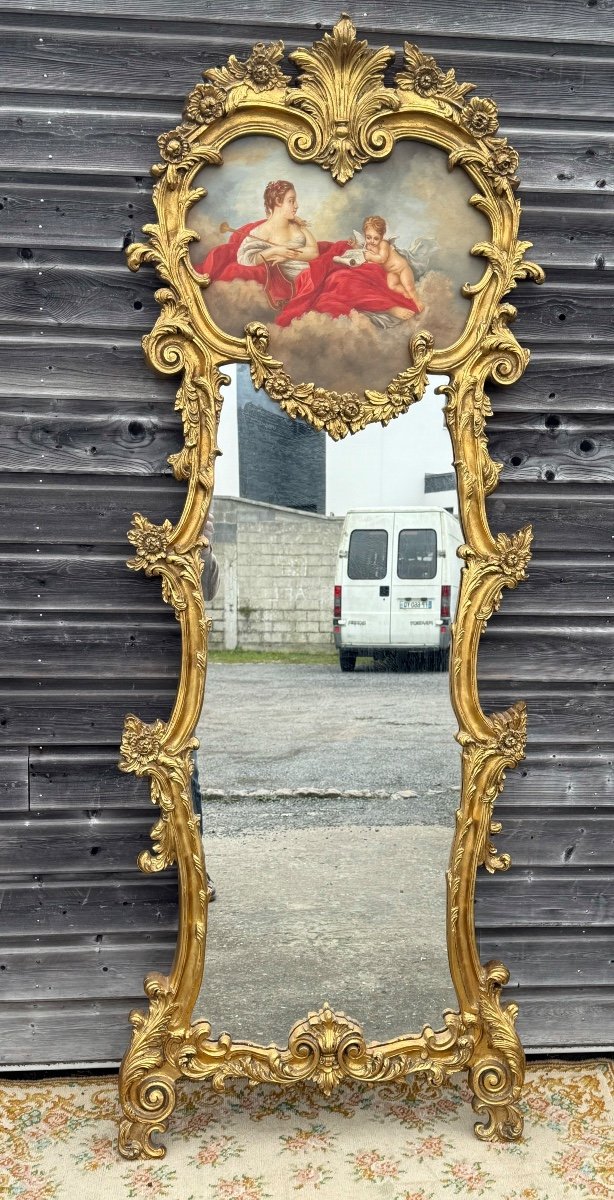  Miroir  Trumeau De Style Louis XIV En Bois Doré -photo-4