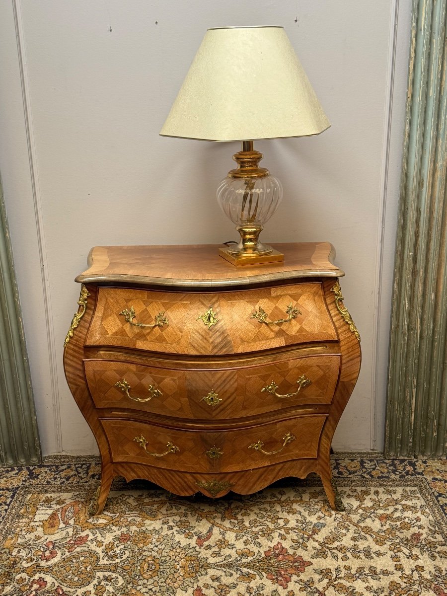 Louis XV Style Curved Chest Of Drawers Stamped -photo-2