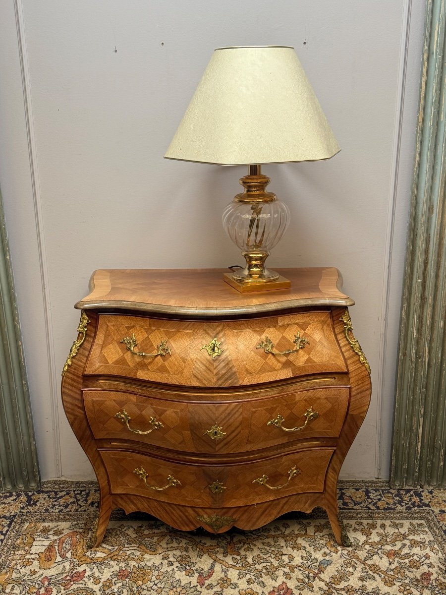 Louis XV Style Curved Chest Of Drawers Stamped -photo-4