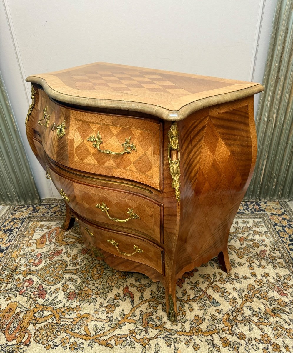 Louis XV Style Curved Chest Of Drawers Stamped -photo-2