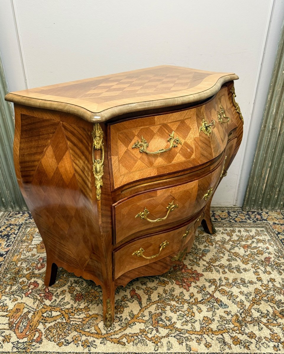 Louis XV Style Curved Chest Of Drawers Stamped -photo-4