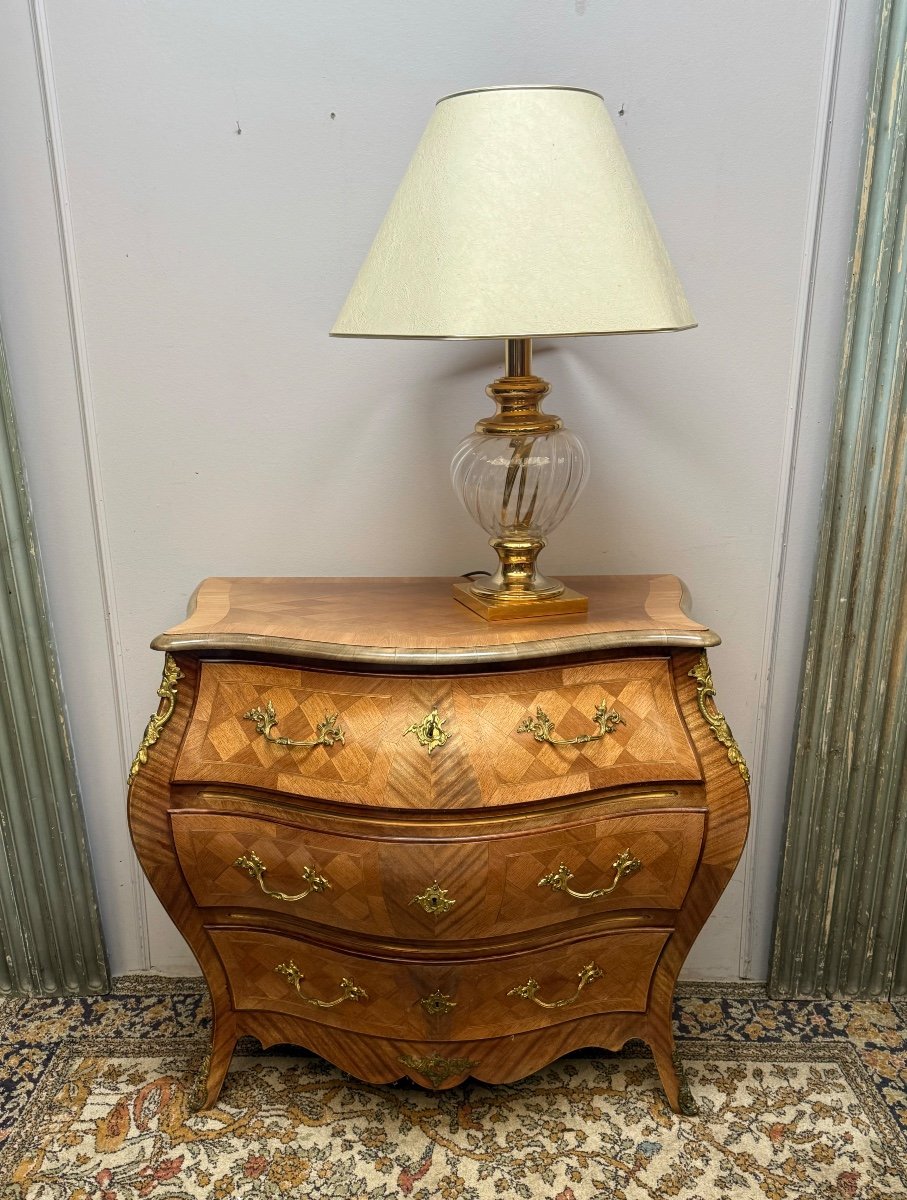 Louis XV Style Curved Chest Of Drawers Stamped 