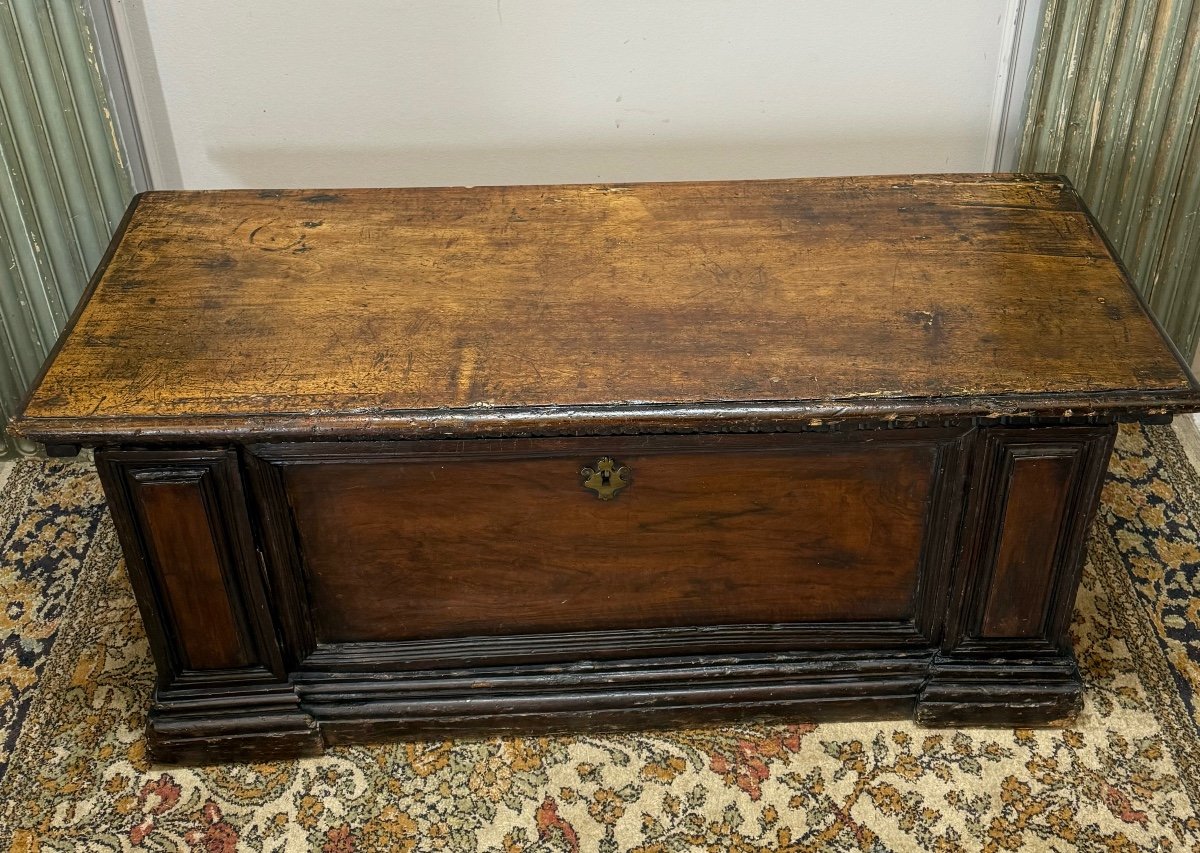 Cassonne Chest In Walnut, Northern Italy, 17th Century -photo-4