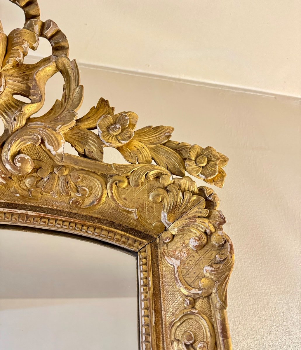 18th Century Regency Period Gilded Stucco And Wood Pediment Mirror -photo-4