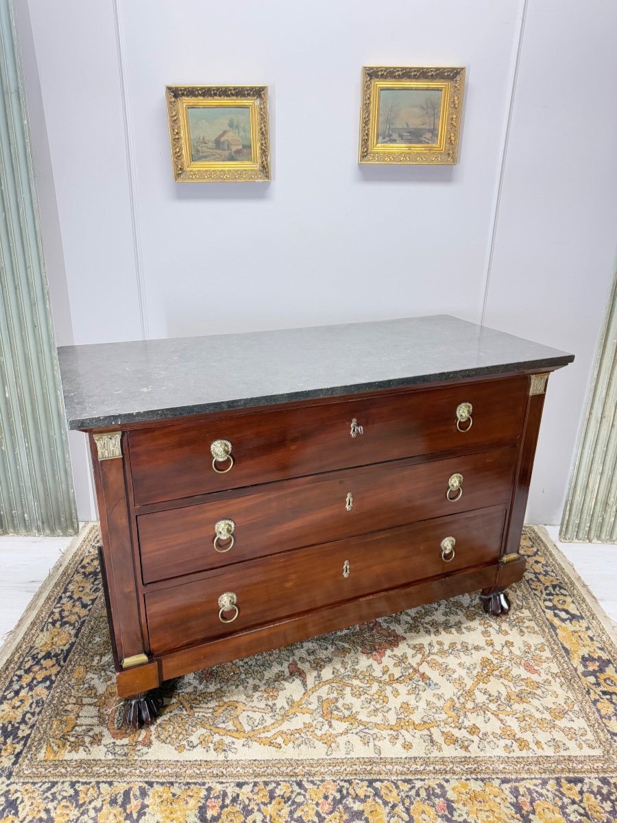 Commode D’époque Empire En Acajou  19 ème Siècle -photo-6