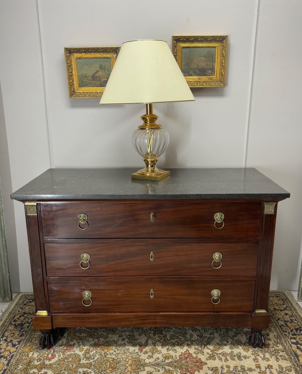 Empire Period Chest Of Drawers In Mahogany, 19th Century 