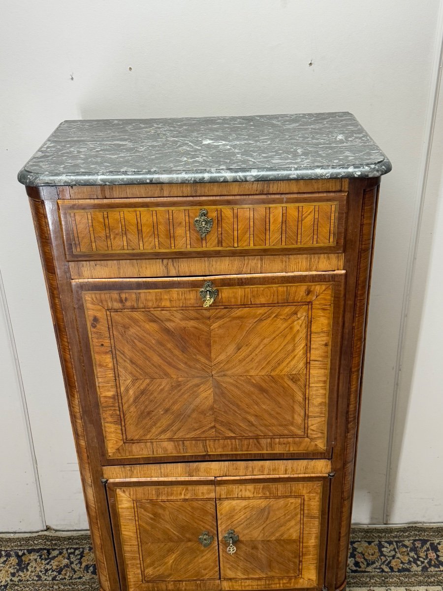 18th Century Transition Period Marquetry Secretary -photo-2