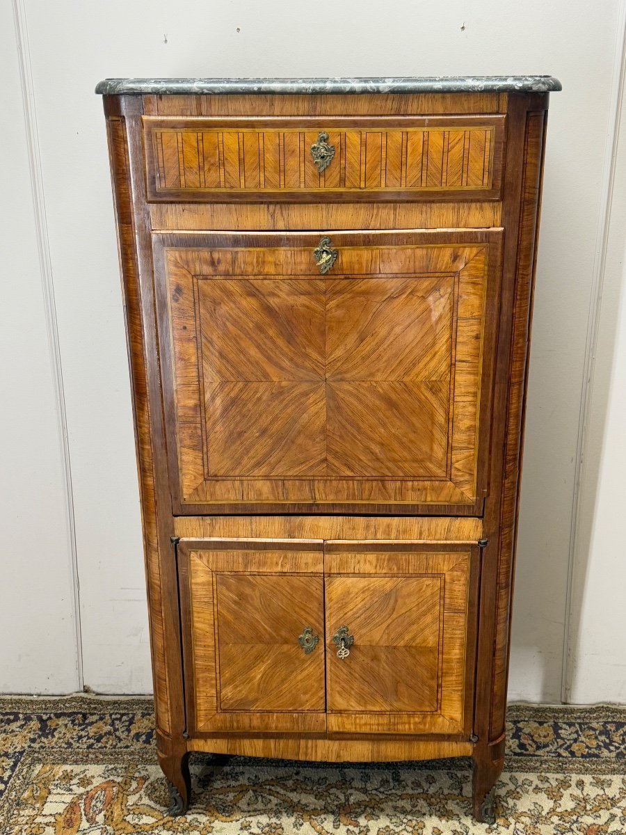 18th Century Transition Period Marquetry Secretary -photo-3