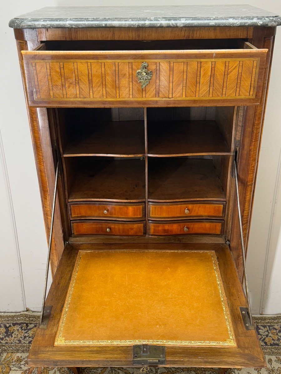 18th Century Transition Period Marquetry Secretary -photo-2