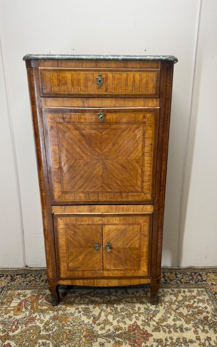 18th Century Transition Period Marquetry Secretary 