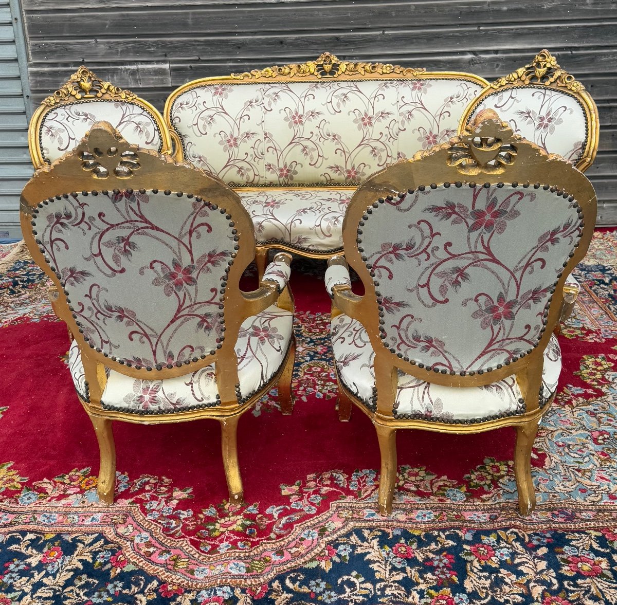 Louis XV Style Living Room Furniture In Gilded Wood -photo-4