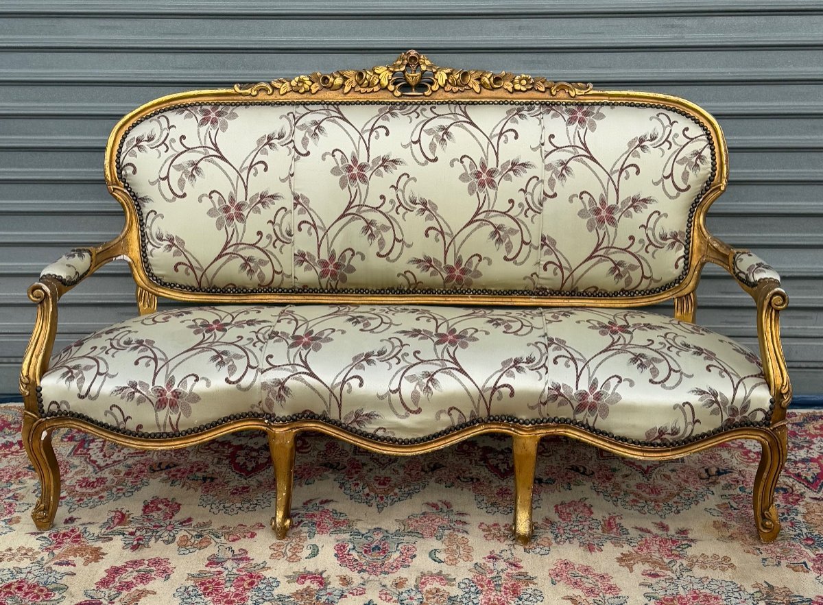 Louis XV Style Living Room Furniture In Gilded Wood -photo-1