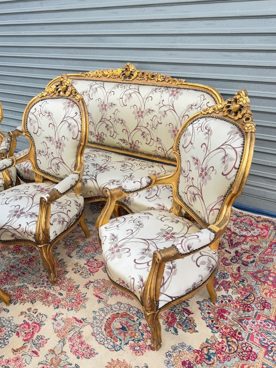 Louis XV Style Living Room Furniture In Gilded Wood -photo-5