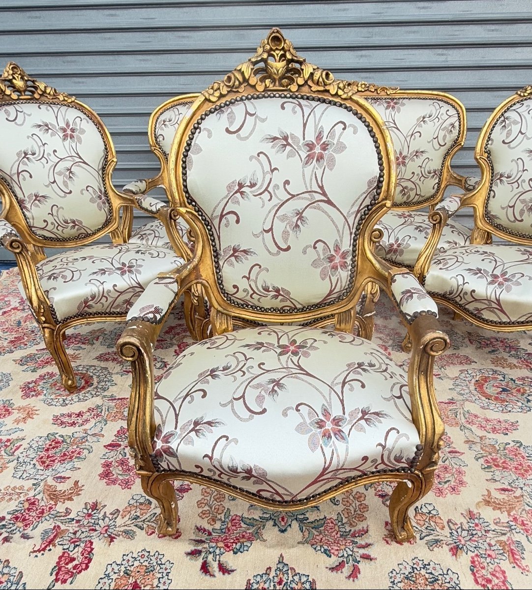 Louis XV Style Living Room Furniture In Gilded Wood -photo-7