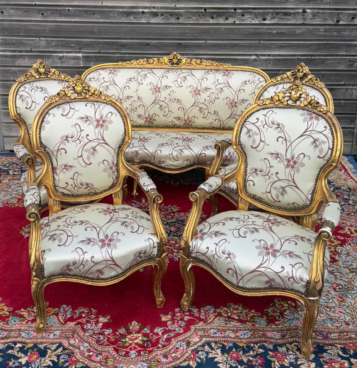 Louis XV Style Living Room Furniture In Gilded Wood 