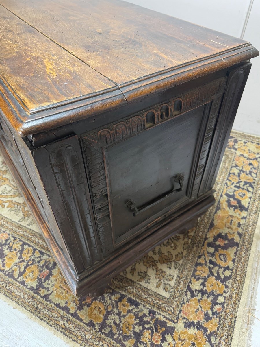 17th Century Renaissance Style Oak Chest -photo-3