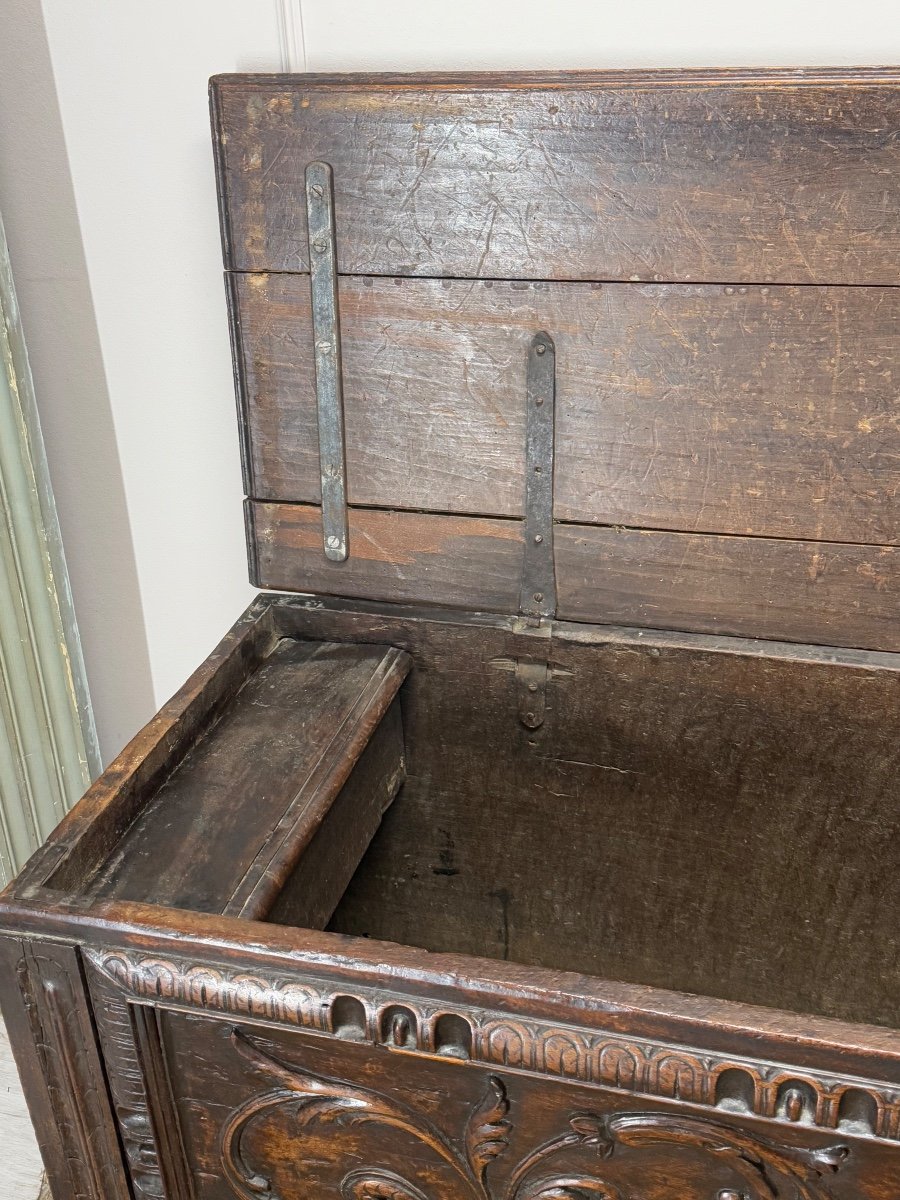 17th Century Renaissance Style Oak Chest -photo-4