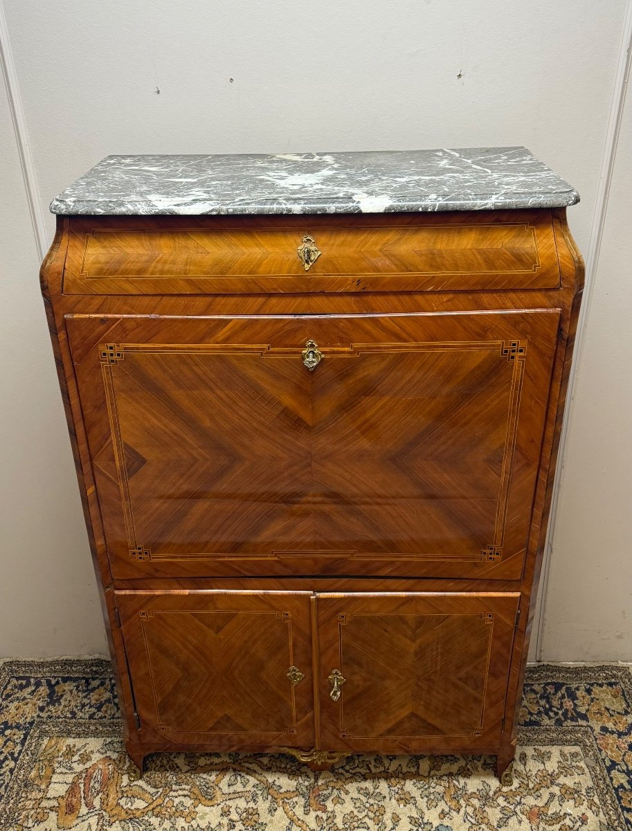 Louis XV Secretary From The 18th Century In Marquetry -photo-1