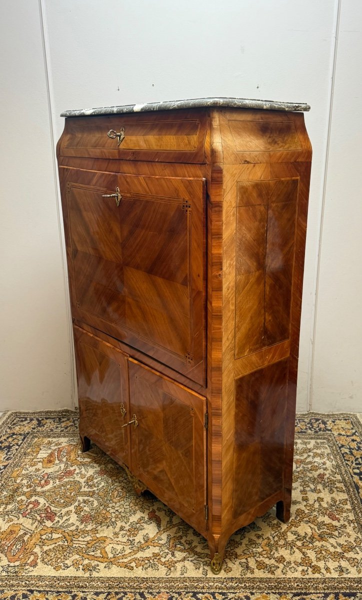 Louis XV Secretary From The 18th Century In Marquetry -photo-3