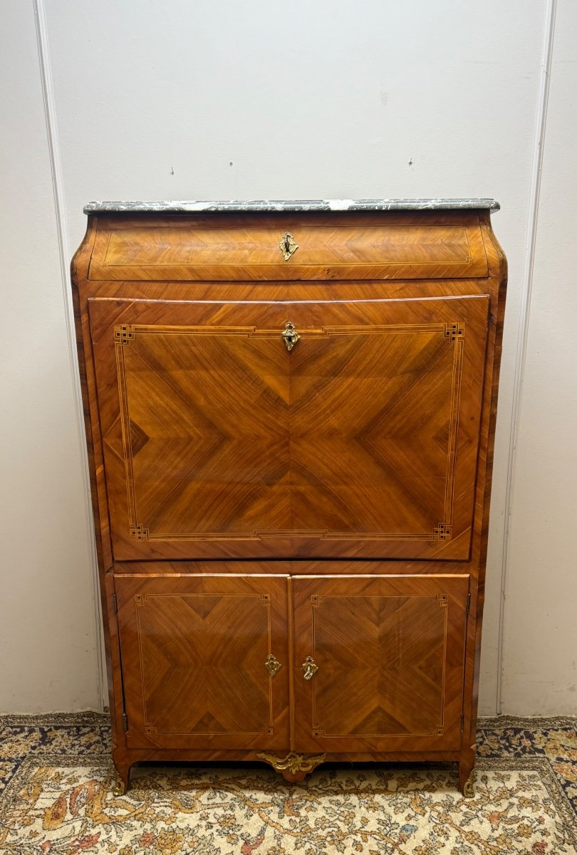 Louis XV Secretary From The 18th Century In Marquetry 